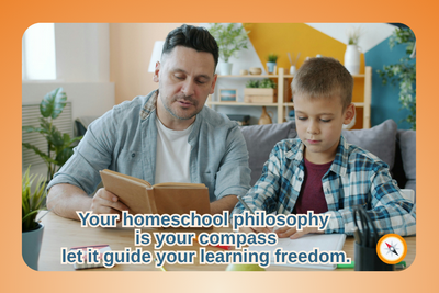 father studying with son at table